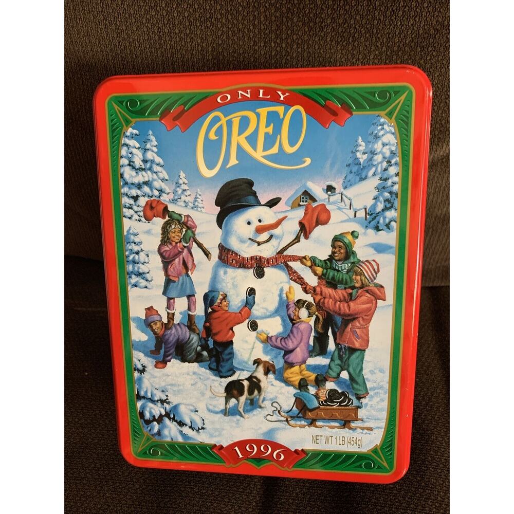 Vintage 1996 Oreo Nabisco Cookie Collectible Christmas Holiday Tin "Snowy Day"